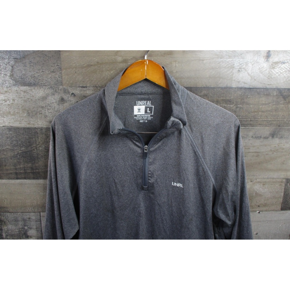 UNRL Pullover Mens Large Gray Quarter Zip Performance Long Sleeve Athletic Golf